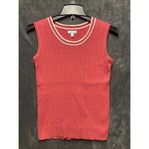 Cable Knit Sweater Vest Womens Sz S Spring Pink Preppy Old Money Tennis Yacht